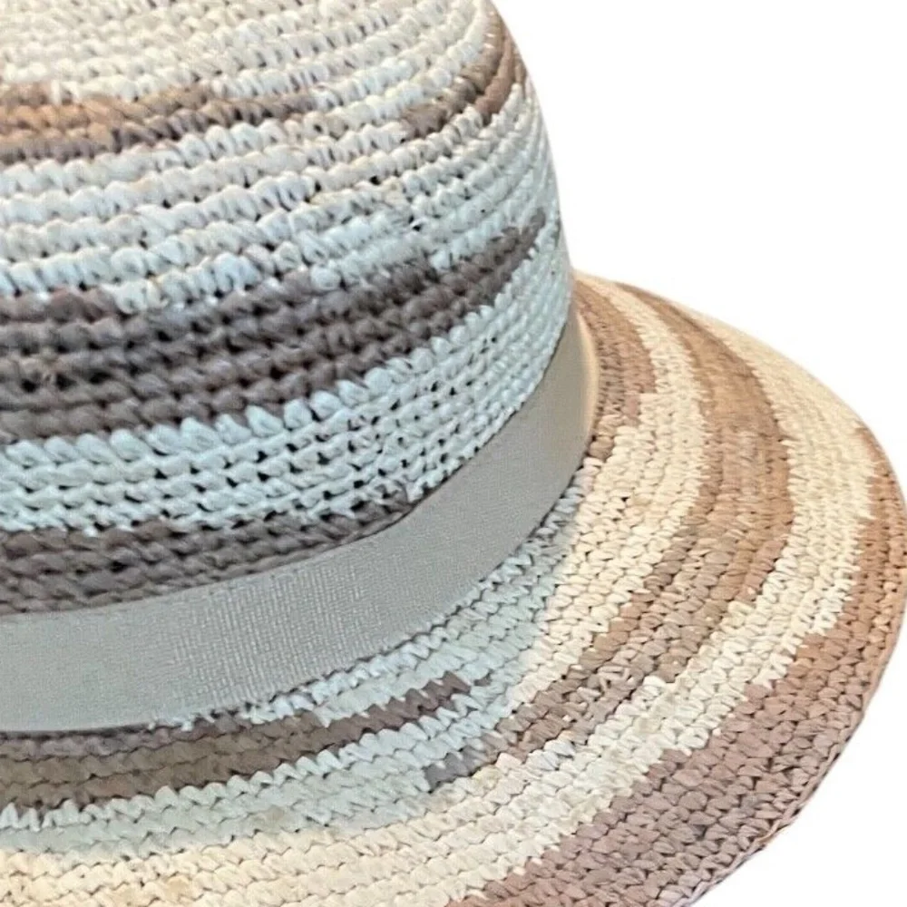 Tirabasso Made In Italy TWO TONES Sun‎ Hat With Ribbon
